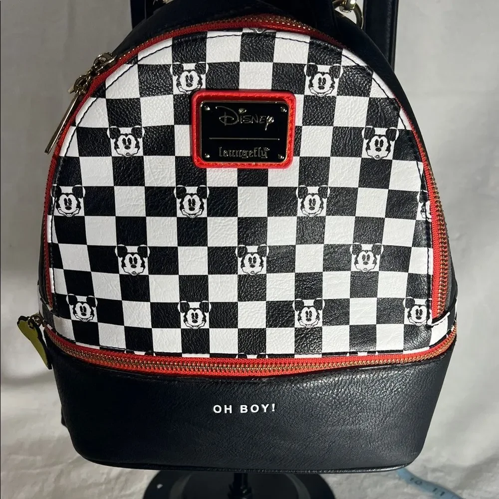 Loungefly Disney Black and White Checkered Mickey Backpack - Picture 2 of 16